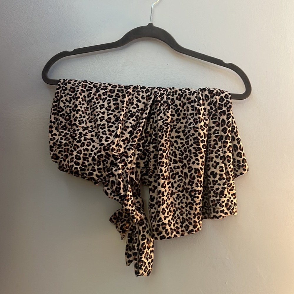 long cheetah dress pants tie front